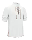 YAOHUOLE Leinenhemd Herren Mittelalter Herren-Kostüm Hemd mit Schnürung Leinen Pirat Hemd 3XL