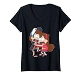 Damen Disney Gravity Falls Dipper and Mabel Pines T-Shirt mit V-Ausschnitt