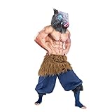 nezababy Inosuke Kostüm Anime Maske Hashibira Cosplay Outfits Inosuke Demon Slaye Hose mit Plüschröcken für Halloween