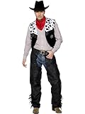 Smiffys Cowboy Kostüm, Schwarz, mit Chaps, Weste, Gürtel und Halstuch