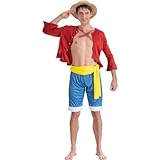 Chaks C4612M Luffy One Piece Kostüm für Erwachsene, Größe M, Mehrfarbig