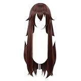 Bernstein Perücke Genshin Impact Cosplay Braun Taillenlänge Lange Gerade Haare für Erwachsene Frauen Cos Bernstein Rollenspiel Party Halloween Weihnachten (Bernstein)