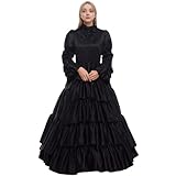 GRACEART Frauen mittelalterlichen viktorianischen Kostüm Vintage Rüschen Fancy Dress mit Krinoline und Gürtel (Schwarz, XX-Large)