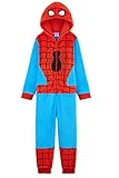 Marvel Jumpsuit Kinder Jungen Onesie, Spiderman Kinder Fleece Overall (Rot/Blau, 4-5 Jahre)