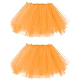 Bezioner 2 PCS Tüllrock Damen,Tütü Rock Damen 5 Lagig Festival Outfit Frauen Party Halloween Kostüme Ballettkleidung Tanzrock Orange