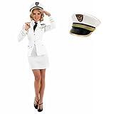 Fun Shack Kostüm Kapitän Damen, Faschingskostüm Matrose Damen, Faschingskostüme Damen Marine, Kapitänskostüm Damen, Marine Offizier Kostüm, Matrosen Kostüm Damen, MatrosenKleid Damen M
