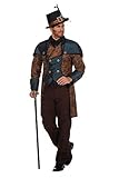 shoperama Steampunk Herren Anzug Braun/Blau Gehrock Hose Kostüm viktorianisch hochwertig Mantel Jacke viktorianisch Industrial, Größe:52