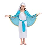 Funnlot Maria Kostüm Kinder,Maria Kostüm Krippenspiel Kinder Jungfrau Maria Kostüm Mädchen Weihnachtskostüm Kinder für Weihnachten Party Cosplay L
