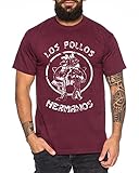 Used Look Los Pollos Herren T-Shirt Heisenberg Hermanos Bad Mr White Breaking, Farbe:Weinrot;Größe:S