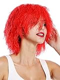 WIG ME UP - MMSLW-K120B Perücke Damen Herren Karneval struppig strohig voluminös Kobold Clown Rot Feuerrot