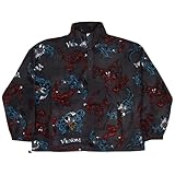 Marvel Spiderman Venom and Deadpool Herren-Fleecejacke, mit Schnappverschluss, leichter Sweatshirt-Mantel mit Taschen für Erwachsene, Dunkel_Grau, X-Large