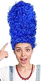 Blaue Cartoon Perücke + Rote Perlenkette - die perfekten Komponenten für Ihr Cartoon Kostüm