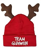 tshirtladen Team Glühwein Rentier Mütze lustiges Statement Beanie Mütze mit Spruch