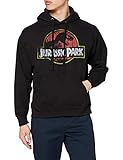 Jurassic Park Herren Kapuze mit abgenutztem Logo Hoodie, Schwarz (Schwarz Schwarz), XL