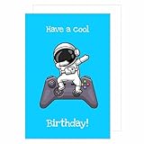 Edition Seidel Premium Geburtstagskarte mit Umschlag. Glückwunschkarte Billet cool Happy Birthday Humor Lustig Teenager Junge Mädchen Gamer Controller Astronaut (G3497 SW023)