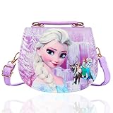Eiskönigin Kinderhandtasche, Eiskönigin Kinder Umhängetasche, Elsa Tasche Kinder Mädchen, Süße mädchen-umhängetasche, Frozen Cartoon-Umhängetasche mit Verstellbarem Gurt, Geschenke Für Kinder (Lila)