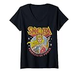 DreamWorks - She-Ra Damen Cartoon T-Shirt mit V-Ausschnitt Schwarz Klein EU S