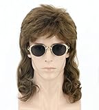 LeMarnia Herren 80er Jahre Vokuhila Perücke Rocker Punk Popstar Perücke Lange Lockig Mullet Perücke Halloween Party Kostüm-Perücken
