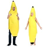 Ycaaeo Bananen Kostüm Kinder,Lustige Bananen Kostüme,Unisex Kostüm Banane Attraktiv Deluxe Set für Unisex Gelb Frucht Halloween Karnevalskostüme | Einheitsgröße | Leicht | Bequem