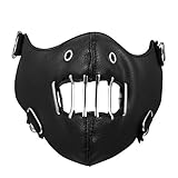 Flongo Sturmmaske Gesichtsmaske Leder Sturmhaube Motorradmaske Windmaske für Outdoor Sport Paintball