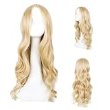 SEFIRST Lange Gewellt Blond Perücke für Frauen Mädchen, Charmante Frauen Lange Lockige Volle Haar Gewellt Perücke, 27’’ Cosplay Kostüm Perücke für Halloween Party Tägliche Karneval Fasching (Blond)