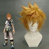 WHBHD Kingdom Hearts Roxas Perücke Ventus Cosplay Perücke 30 cm Kurze Gerade Synthetische Haar Mann Spiel Anime Kostüm Party Perücke Geschenk Golden