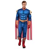 Rubies Homelander Deluxe Kostüm für Erwachsene, Jumpsuit mit digital bedruckter Muskelbrust, Umhang und Handschuhe, offizielles The Boys für Karneval, Halloween, Weihnachten und Partys