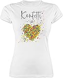 Shirt Damen - & Fasching - Konfetti im Herzen I Confetti Herz I Konfetti für Alle Karneval Köln - M - Weiß - faschingsshirt Faschings Tshirt Karnevals herzmotiv Shirts Faschings-t-Shirt