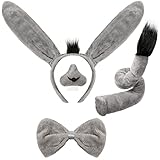 Aoriher 4 Stück Esel Kostüm Zubehör Set Esel Tier Stirnband Tier Requisiten für Halloween Cosplay