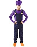 ORION COSTUMES Herren Schlechter Klempnergehilfe Lila Retro 80er Jahre Karneval Videospiel Kostüme