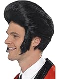 Smiffys Herren 50er Jahre Haartolle mit Koteletten Perücke, Schwarz, One Size, 42010