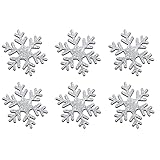 Crystal Rus Silber Glitzer-Schneeflocken zum Aufbügeln | 15 STK. | 50 mm Schneeflocken Bügelbilder für Textilien | Aufnäher zum Aufbügeln