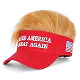 Trump 2024 Mütze mit Haaren, Donald Trump Make America Great Again, Perücke, bestickt, ultra-verstellbar, Maga-Baseballkappe, Roter Maga-Hut mit Haaren, Einheitsgr��e