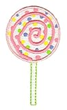Lolli Rosa Dauerlutscher gestickt Aufnäher zum aufbügeln oder aufnähen Bügelbild Aufbügler für Kleidung Bügelpatch Applikation Lollipop Lutscher Patch Größe 4,5 x 8,2 cm