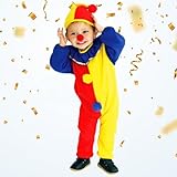Aniepaa Clown Kostüm Kinder, Karneval Kostüm, Cosplay Costume Enthalten Clown Jumpsuit, Faschingskostüme Kinder mit Kapuze Karneval Fasching Kostüm (S)