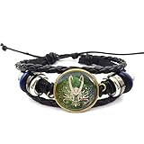 Armband aus Leder und Glas Loki Helm des Gottes der Täuschung (Bronze)