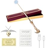 FGJCJ Voldemort Zauberstab, 37CM Zauberstab Voldemort mit Licht, USB Aufladung Zauberstab Voldemort Glühen, Voldemort Zauberstab in Geschenkbox mit Zauberspruch-Karte, Stationsticket und Halskette