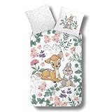 MTOnlinehandel Bettwäsche 135x200, Bambi REH & Klopfer Kinderbettwäsche für Mädchen und Jungen, 100% Baumwolle, 1x Kissenbezug 80x80 + Bettbezug 135x200
