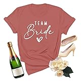 JGA T Shirt Team Braut,Tshirt Frauen,Junggesellenabschied T-Shirt,Brautjungfer Tshirt(M,Rosa Team Bride)