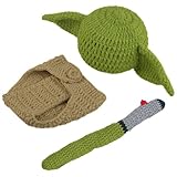 Jicyor 3 Stück DIY Newborn Baby Girl Boy Fotoshooting Kostüm Handgemachte Hut Shorts Fotografie Requisiten Outfit (Grün)