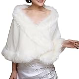 Insun Damen Brautzusatz Elfenbein Kunstpelz Winter Cape Umhang Braut Hochzeit Schal