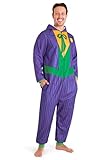 DC Comics Joker Herren Fleece Jumpsuit mit Kapuze, lustiger Onesie - Geschenke für Männer(Mehrfarbig, M)