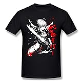 Fate - Saber Print Cotton Funny T Shirts Fate Stay Night Men Fashion Cotton Tshirt Anime Tees Harajuku Streetwear Black XL.jpg.jpg Black XL