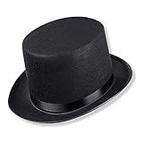 Schramm Zylinder Hut mit Satinband Schwarz für Erwachsene Chapeau Zylinderhut
