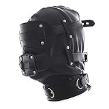 Vielretude Bondage Leder Kopfmaske mit Dildo MundGag Knebel Einstellbar SM Abnehmbare Ledermaske Erotik Restrictions Fetisch Sexspielzeug