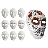 MATANA 10 Weiße Masken aus Pappe zum Bemalen (24x18cm) - Theatermaske, Rohling für Partys, Fasching, Halloween, Kindergeburtstag - Basteln für Kinder & Erwachsene