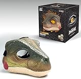 PKKP Dino Maske Kopfbedeckung, Dino Mask Moving Jaw mit Sound, Einstellbare Größe Realistische Maske Drache, Halloween, Party, Maskerade, Cosplay Geschenk Requisiten (Grüne Maske)