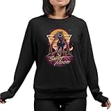T-Nerds - Retro Moon Guardian - Damen Pullover L - schwarz