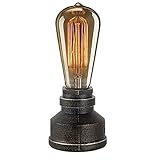 JINYU Vintage American Village Stil Schreibtisch Licht kreative Tischlampe Eisen Stahl Wasserpfeife Tisch Nachtlichter, Nachttischlampen, industrielle Steampunk Retro Base E27 Halter Montage Leuchte