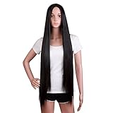 MapofBeauty 40 Zoll/100cm Lange Gerade Sexy Kostüm Anime Perücke (Schwarz)